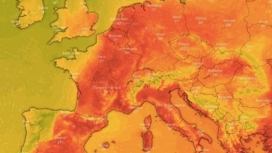 Global Warming: A Heatwave Hits Europe, Increasing The Temperatures